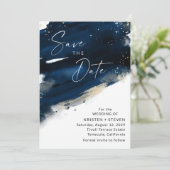Navy Blue Watercolor Save the Date Einladung (Stehend Vorderseite)