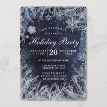 Navy Blue Watercolor & Silver Christmas Party