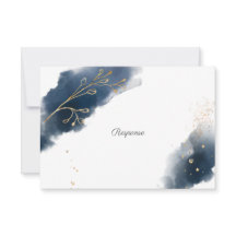 Navy Blue Watercolor Splashes Gold Spritzer