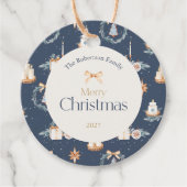 Navy Blue Watercolor Weihnachten Geschenkanhänger (Vorderseite)