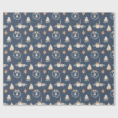 Navy Blue Watercolor Weihnachten Geschenkpapier (Flach)