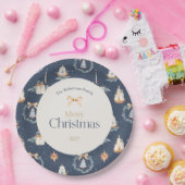 Navy Blue Watercolor Weihnachten Pappteller (Party)