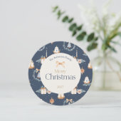 Navy Blue Watercolor Weihnachtskarte Einladung (Stehend Vorderseite)