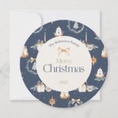Navy Blue Watercolor Weihnachtskarte Einladung (Vorderseite)