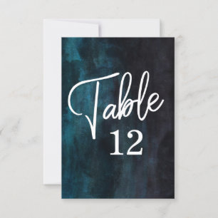 Navy Blue Watercolor & White Tischnummer Card