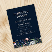 Navy Blue Watercolor Wildblume Probe Dinner Einladung