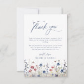 Navy Blue Watercolor Wildflower Field Wedding Dankeskarte (Vorderseite)