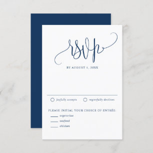 Navy Blue We Do moderne kalligraphische Hochzeit RSVP Karte