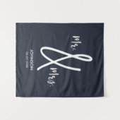 Navy Blue Wedding Backdrop Custom Nautical Mr. Mrs Wandteppich (Vorderseite (Horizontal))
