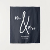 Navy Blue Wedding Backdrop Custom Nautical Mr. Mrs Wandteppich (Vorderseite)