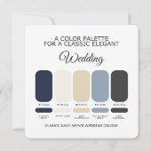 Navy Blue Wedding Color Palette Classic Elegant Einladung (Rückseite)