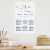 Navy Blue, Wedding Dinner Guest Seating Charts Poster (Küche)