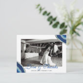 Navy Blue Wedding Foto Vielen Dank | Agate Foto Postkarte (Stehend Vorderseite)