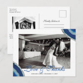 Navy Blue Wedding Foto Vielen Dank | Agate Foto Postkarte (Vorne/Hinten)