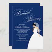 Navy Blue Wedding Gown Brautparty Einladung (Vorne/Hinten)