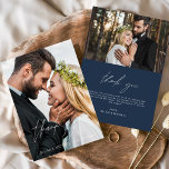 Navy Blue Wedding Handgeschriebene Dankeschön Ihne Dankeskarte<br><div class="desc">Hochzeit Handgeschriebene Dankeschön Karten,  die ein Foto auf der Vorder- und Rückseite haben. Herbst,  Herbst,  Frühling,  Sommer und Winter Dankeschön Sie Karten enthalten eine moderne,  weiß-schwarz handgeschriebene kursive Schrift Typografie,  die elegant,  einfach und modern nach minimalistisch einfachen Hochzeitstag feiern.</div>