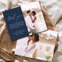 Navy Blue Wedding Minimalistisch Dankeschön Karten