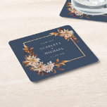 Navy Blue Wedding Paper Untersetzer<br><div class="desc">Bieten Sie Ihrem Empfang eine personalisierte Touch mit dem Untersetzer "Navy Blue Wedding Paper", der die Namen von Braut und Groom aus der "Fall Navy Blue Terracotta Floral and Blätter Wedding Invitation Collection" enthält. Diese wunderschön gestalteten Untersetzer zeigen die exquisiten Herbstlaube und das Blumenmuster und sorgen für eine Touch Eleganz....</div>