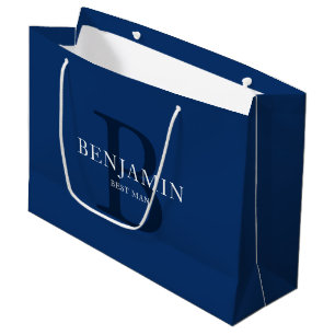 Navy Blue Wedding Party Monogram Vielen Dank Große Geschenktüte