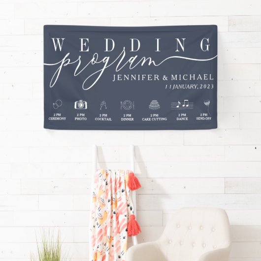 Navy Blue Wedding Party Programm Banner (Insitu)