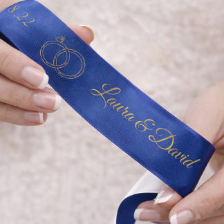 Navy Blue Wedding Personalisiert Name Ribbon Satinband