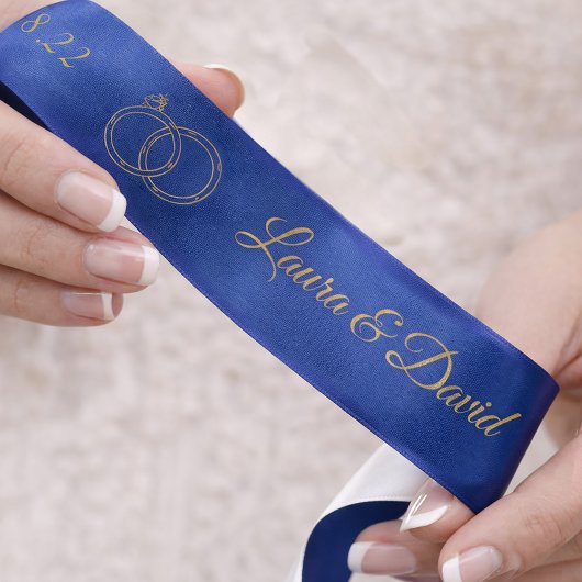 Navy Blue Wedding Personalisiert Name Ribbon Satinband