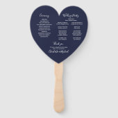 Navy Blue Wedding Program Heart Hand Fan Fächer (Rückseite)