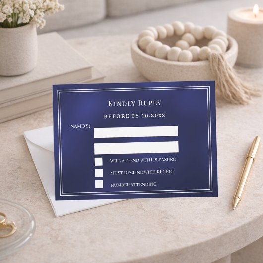Navy blue wedding response RSVP Mitteilungskarte