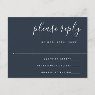 Navy Blue Wedding Response UAWG Postcard Postkarte