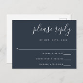 Navy Blue Wedding Response UAWG Postcard Postkarte (Vorne/Hinten)