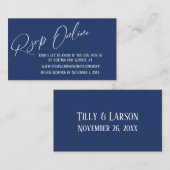 Navy Blue Wedding RSVP Online Eleganwriting Begleitkarte (Vorne/Hinten)