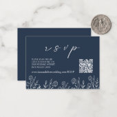 Navy Blue Wedding RSVP | QR-Code-Umschließungskart Mitteilungskarte (Vorderseite/Rückseite Beispiel)