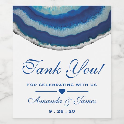Navy Blue Wedding Vielen Dank Agate Weinetikett (Einzelnes Label)
