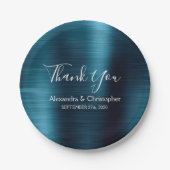 Navy Blue Wedding Vielen Dank Pappteller (Vorderseite)