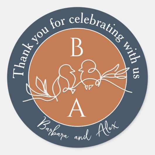 Navy Blue Wedding Vielen Dank Runder Aufkleber (Vorderseite)