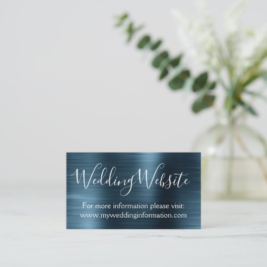 Navy Blue Wedding Website Card Insert (Stehend Vorderseite)