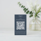Navy Blue Wedding Website QR Code Photo Rsvp Begleitkarte (Stehend Vorderseite)