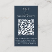 Navy Blue Wedding Website QR Code Photo Rsvp Begleitkarte (Vorderseite)