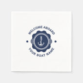 Navy-Blue-Weiß-nautisches Bootsrad und Anker Serviette (Vorderseite)