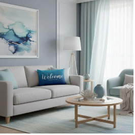  Navy blue welcome summer throw pillow Lendenkissen