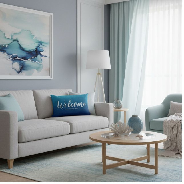  Navy blue welcome summer throw pillow Lendenkissen (Von Creator hochgeladen)