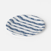Navy Blue Wellen nautisches Seil Party Pappteller (Schrägansicht)