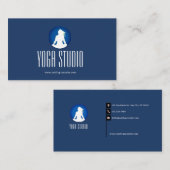 Navy Blue Wellness Yoga Studio Business Card Visitenkarte (Vorne/Hinten)