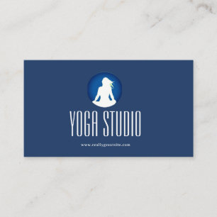 Navy Blue Wellness Yoga Studio Business Card Visitenkarte