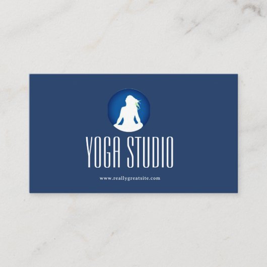 Navy Blue Wellness Yoga Studio Business Card Visitenkarte (Vorderseite)