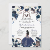 Navy Blue Western Charra Girl Ranchero Quinceanera Einladung (Vorderseite)