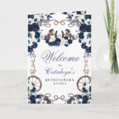 Navy Blue Western Charro Quinceñera Programm (Vorderseite)
