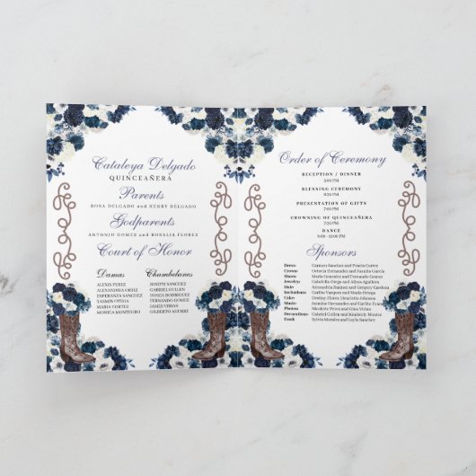 Navy Blue Western Charro Quinceñera Programm (Innenseite)