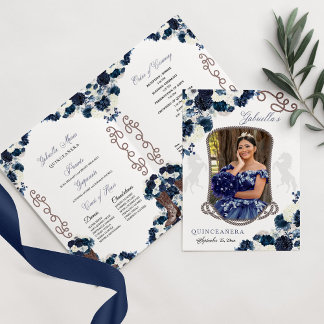 Navy Blue Western Charro Quinceñera Programm
