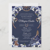 Navy Blue Western Charro Rustic Quinceanera Einladung (Vorderseite)